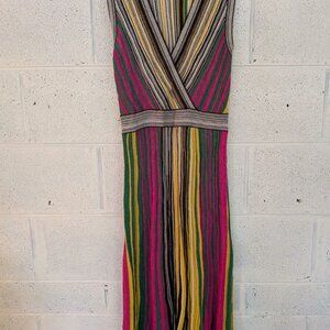 Inc. Medium Women's Shimmery Knit Fit Flare Sweater Dress Colorful Deep V